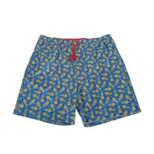Johnston & Murphy Swim Trunks Mens Large Blue Pineapple Print Tropical Resort